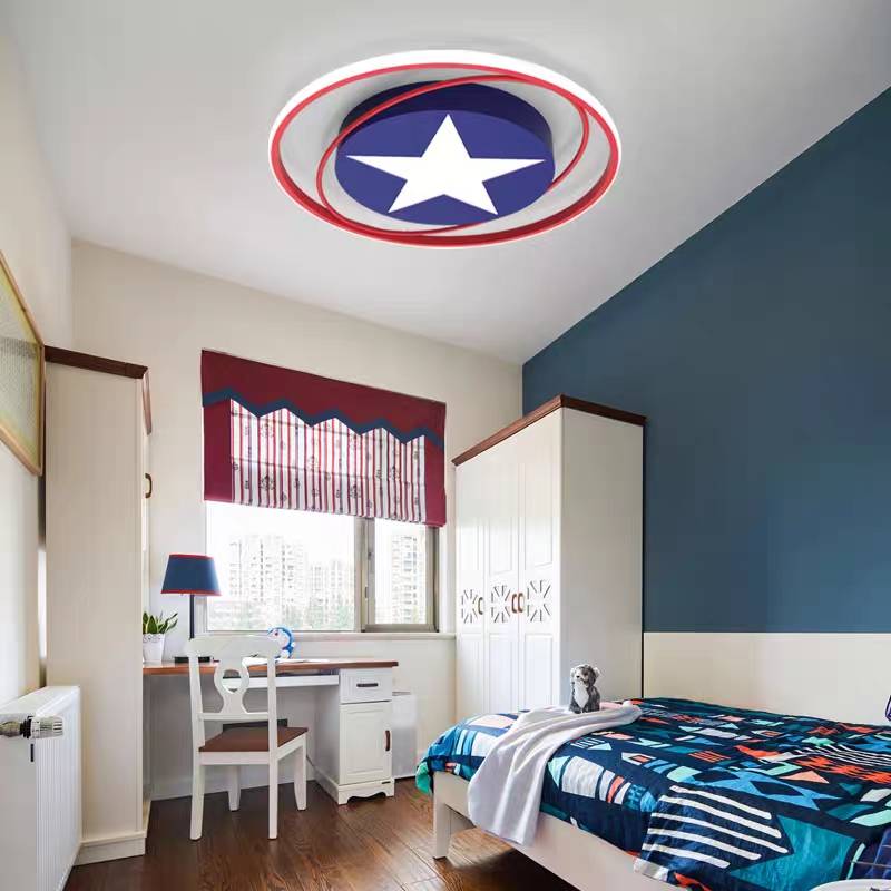 Epoch Moderne Ronde LED Plafonnier Bleu/Blanc Métal Salon Chambre à coucher