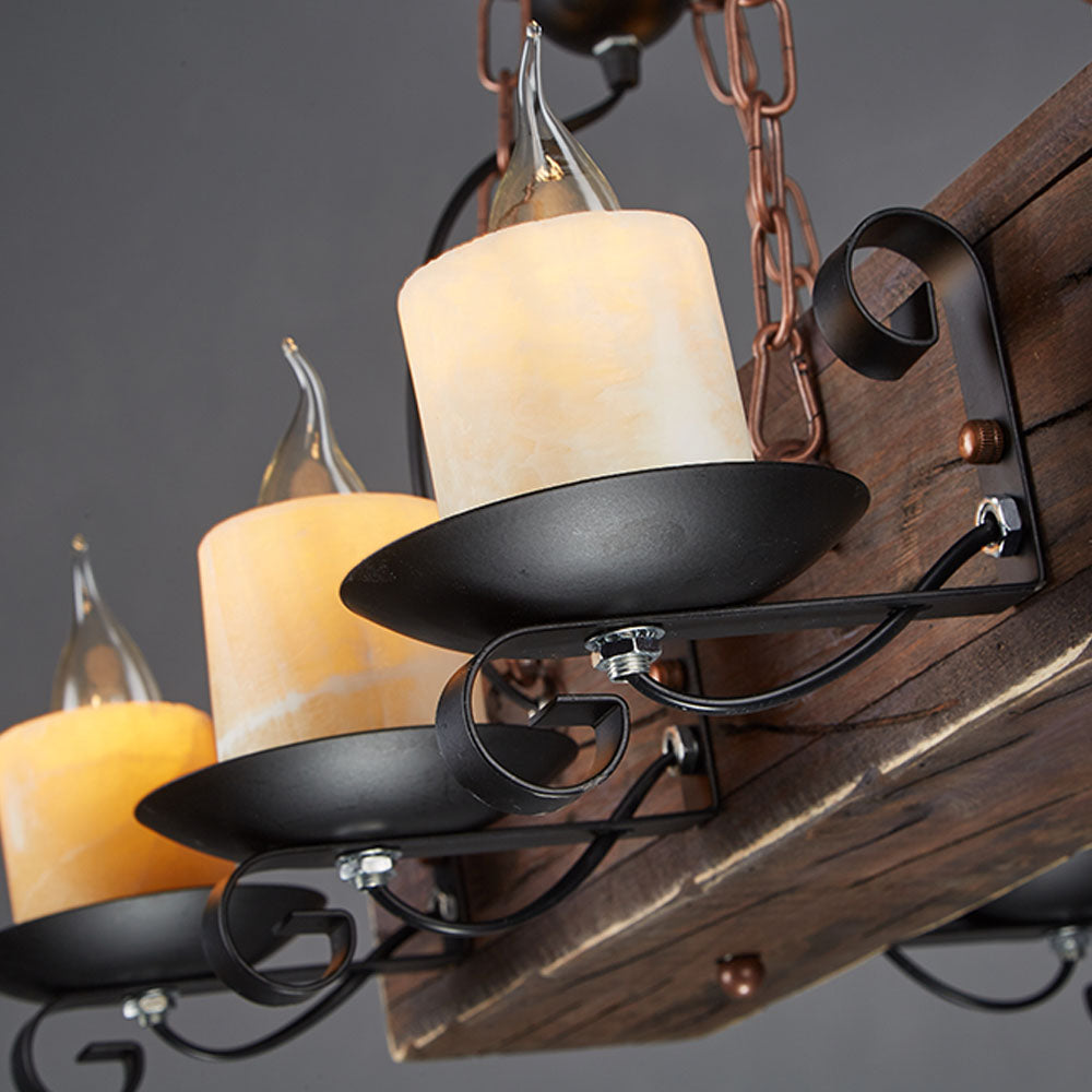 Epoch Suspension Sectangulaire Vintage, Metal/Bois, Marron, Salon