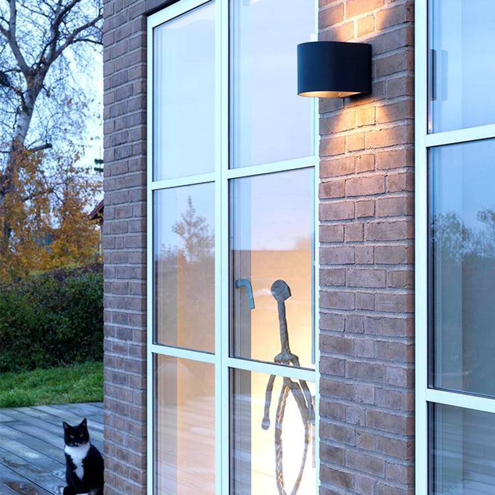 Ray Cylindrique LED Applique Murale Noir Métal Verre Jardin