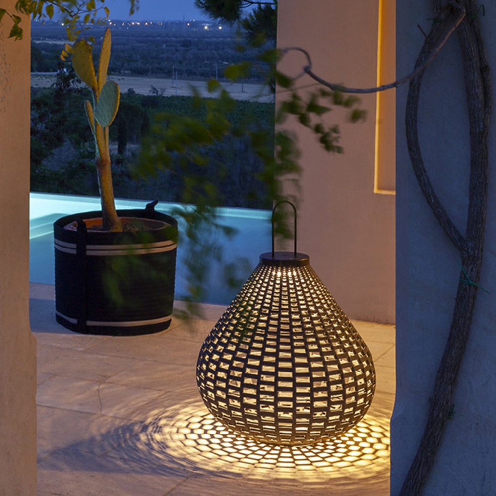 Ritta Vintage Petie LED Lampadaire Brun Métal/Tissu Extérieur