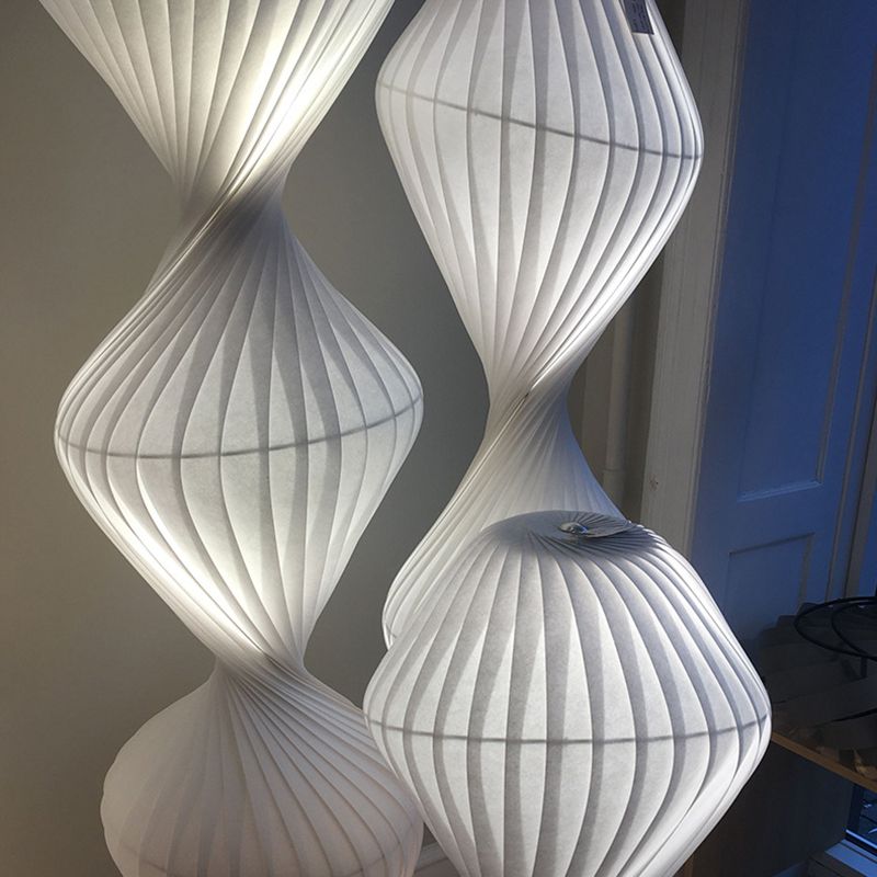 Ritta Lampadaire Plissé Moderne, Métal/Tissu, Blanc, Chambre