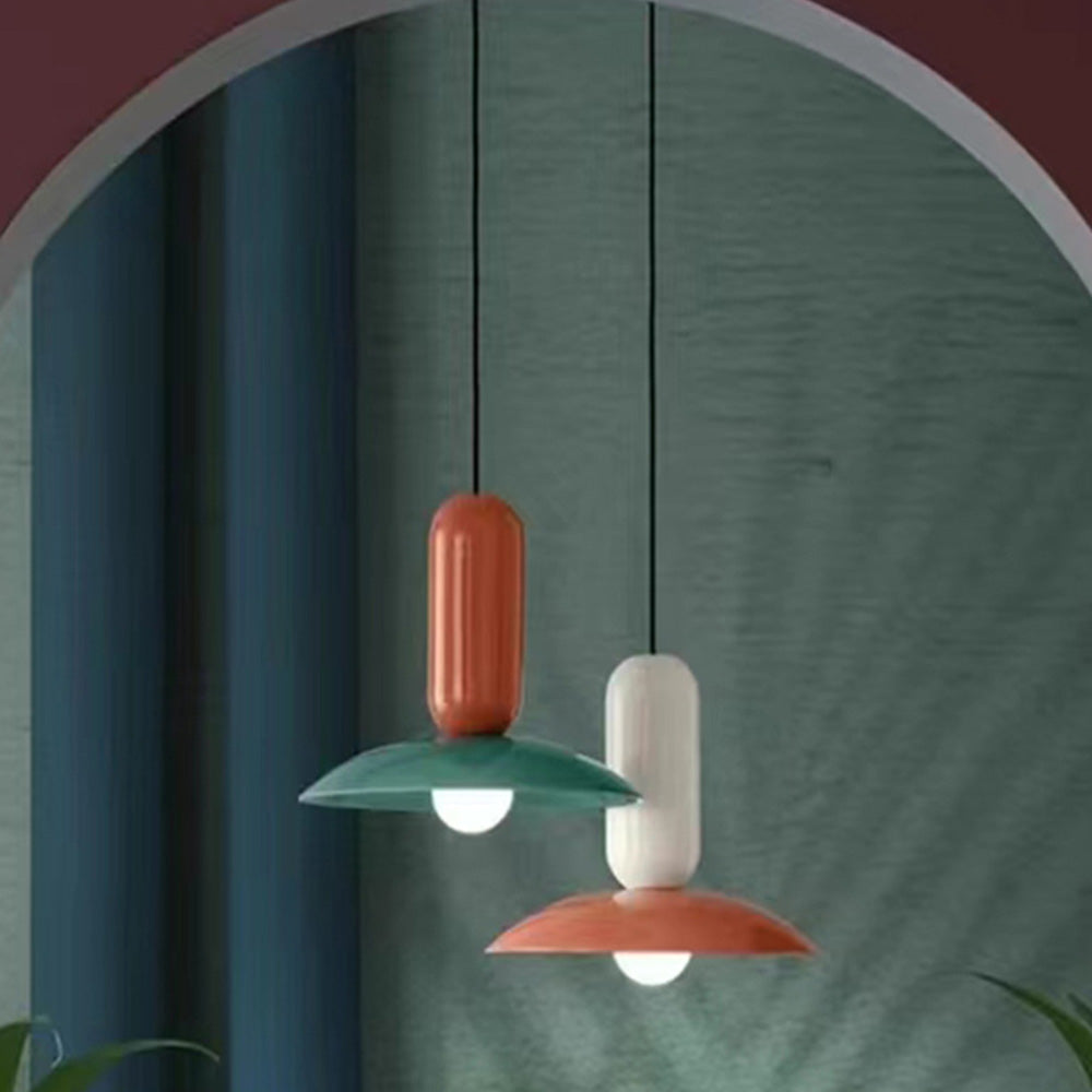 Valentina Suspension Dôme Moderne, Metal, Vert/Blanc/Orange, Salon