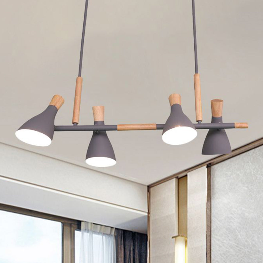 Valentina Luminaires Suspensions 4 Lampes Nordique Bois/Métal Blanc/Vert/Gris Cuisine/Salon