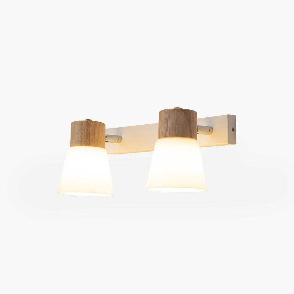 Muto Design Italien LED Applique Murale à Miroir Ronde Rustique Bois/Verre Blanc Salle de Bain
