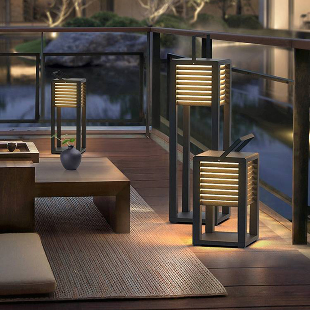 Ray Moderne LED Lampadaire Noir Métal/Acrylique Extérieur Cour