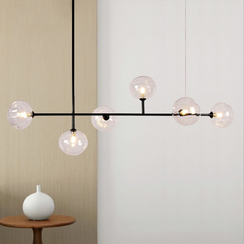 Valentina Moderne LED Suspension Noir Métal Verre Salon Chambre à coucher