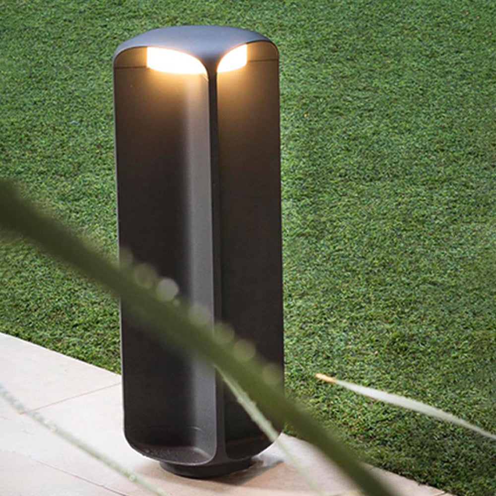Ray LED Lampadaire Noir/Gris Métal/Verre Cour Allée Extérieur