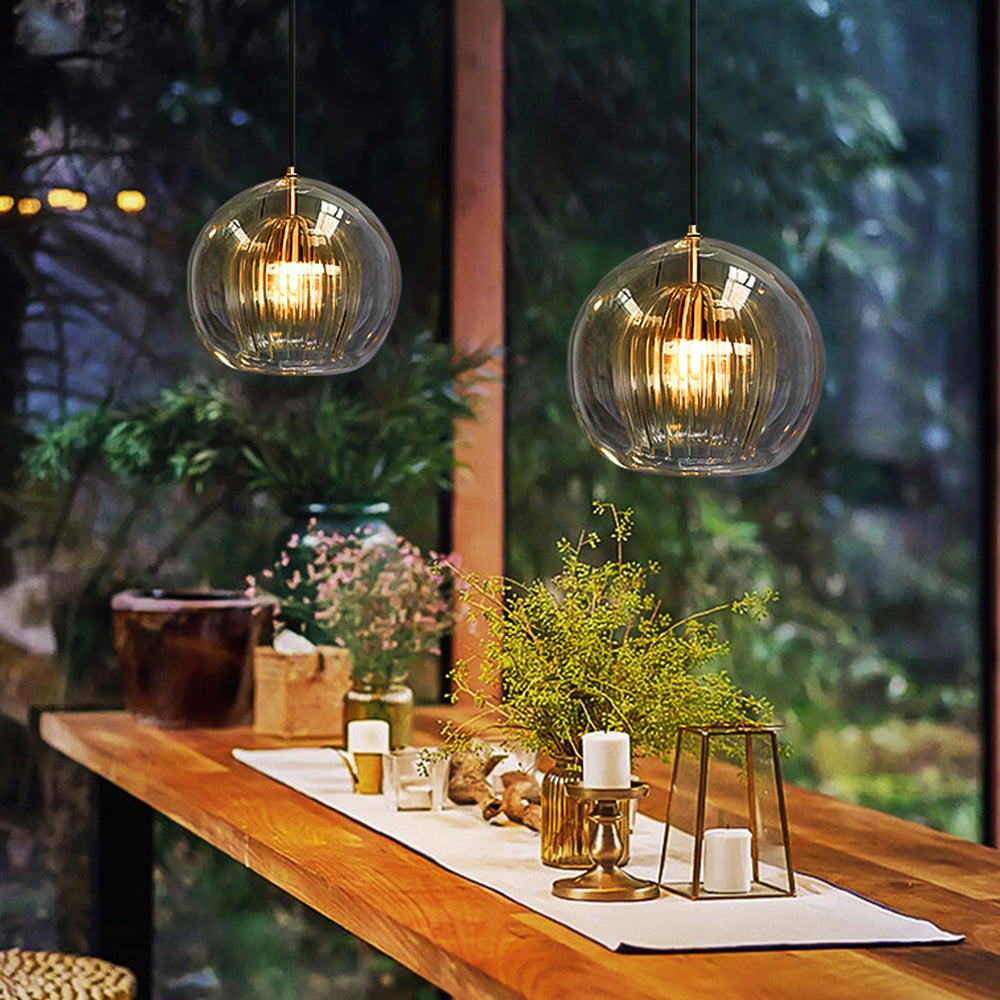 Valentina Suspension Bulle Nordique Verre Transparent/Doré Salon/Chambre