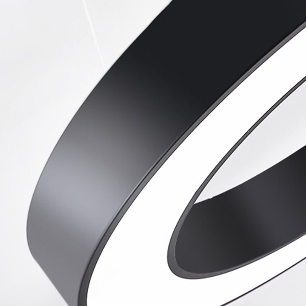 Arisha Luminaires Suspensions LED Anneau Simple Acrylique Noir/Blanc Salon/Cuisine
