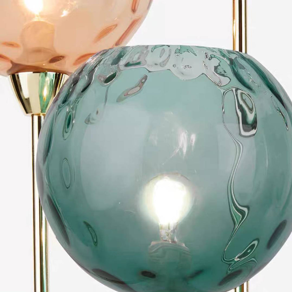 Valentina Lampadaire Boule Moderne, Métal/Verre Mat, Rouge-Gris/Orange-Bleu, Salon