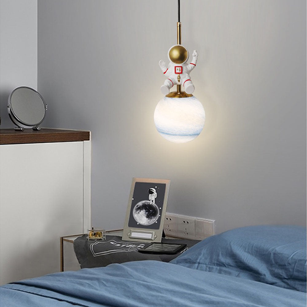 Aria Suspesion Globe Moderne, Metal/Verre, Blanc/Bleu, Chambre