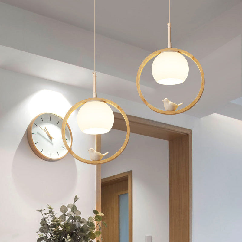 Muto Suspension Rond Nordique, Bois/Métal, Bois, Chambre
