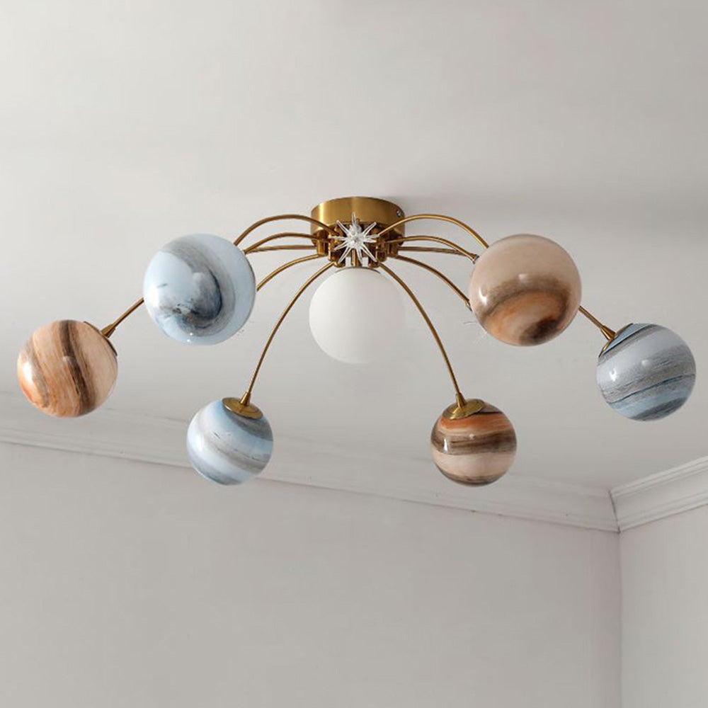 Aria Design Italien LED Plafonnier Planète Moderne Métal/Verre Coloré Salon