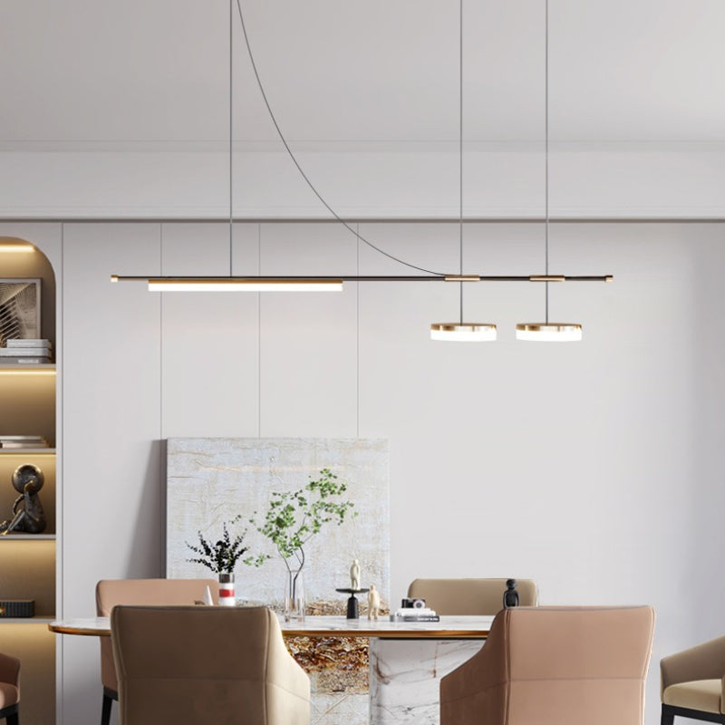 Arisha Longueur Moderne LED Suspension Noir Métal Salle À Manger