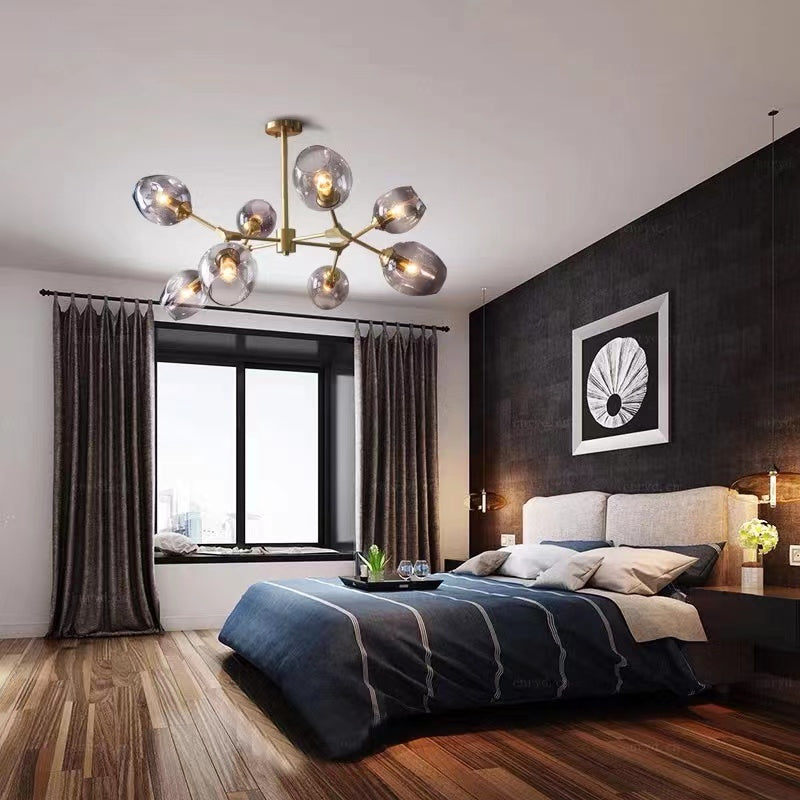 Valentina Suspension Multi Retro, Metal/Verre, Noir/Or, Chambre