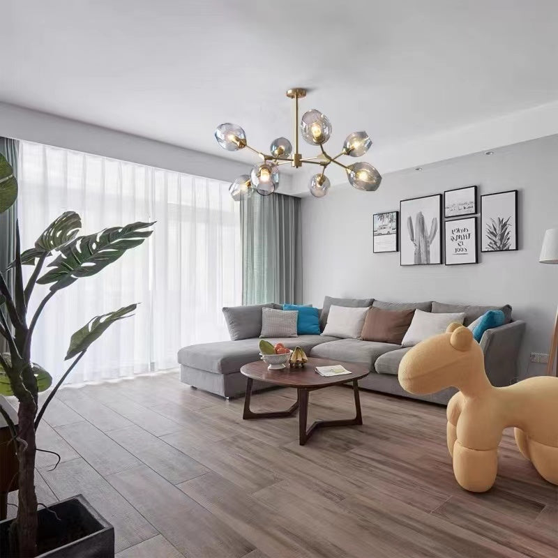 Valentina Suspension Multi Retro, Metal/Verre, Noir/Or, Chambre