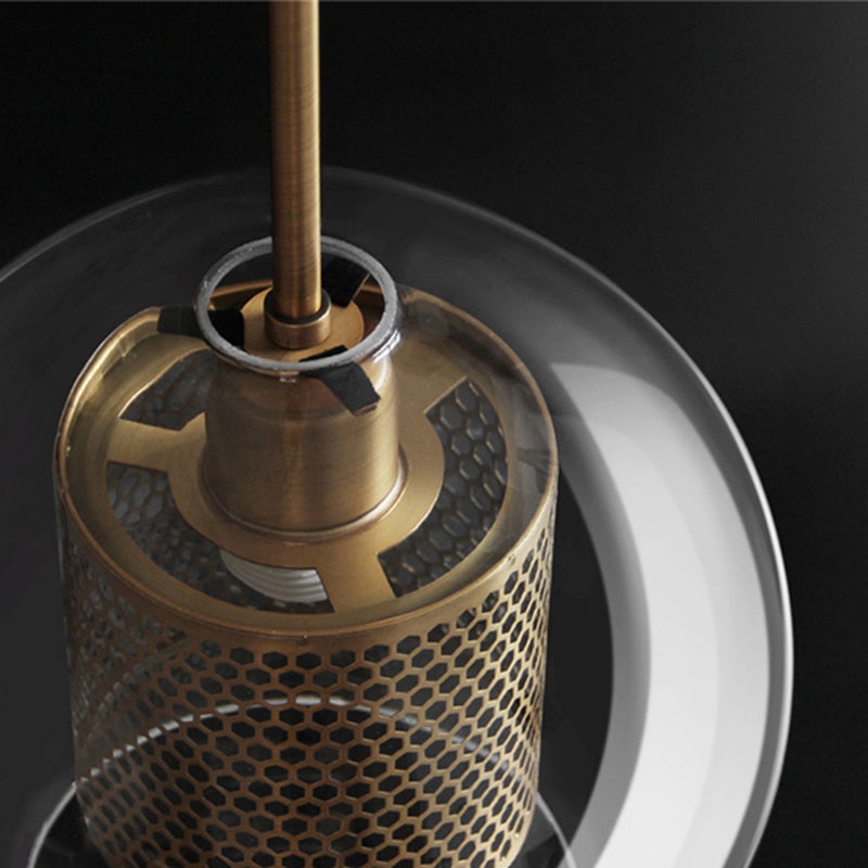 Kristy Suspension Globe/Cylindre Moderne, Métal/Verre, Doré/Argent, Salon