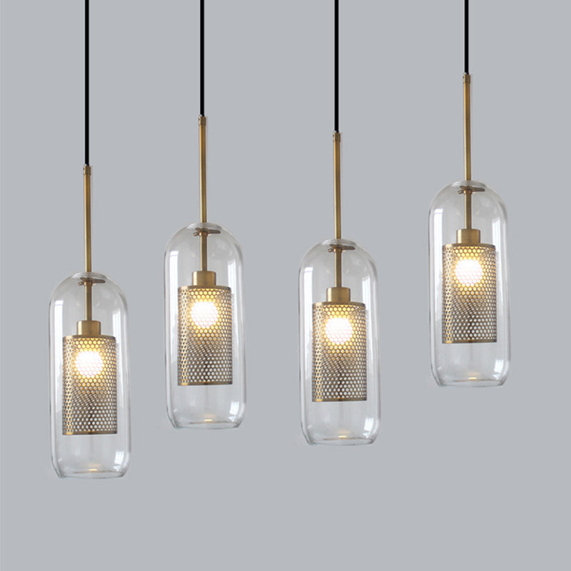 Kristy Suspension Globe/Cylindre Moderne, Métal/Verre, Doré/Argent, Salon