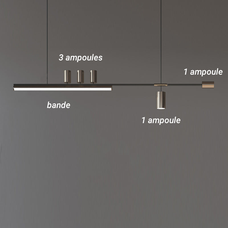Ray Suspension Linéaire Moderne, Métal, Doré, Salon