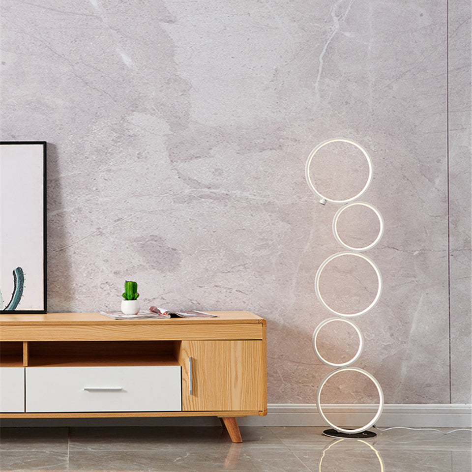 Arisha Lampadaire Sur Pied Rond Minimaliste, Blanc/Noir, Salon