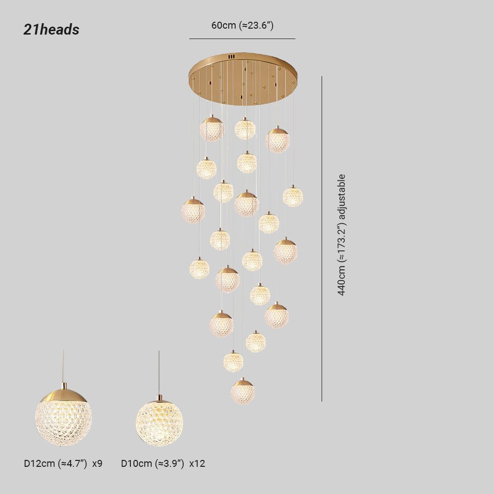 Arisha Luminaires Suspensions Multi/Bulle Moderne Métal/Acrylique Doré Chambre à Coucher