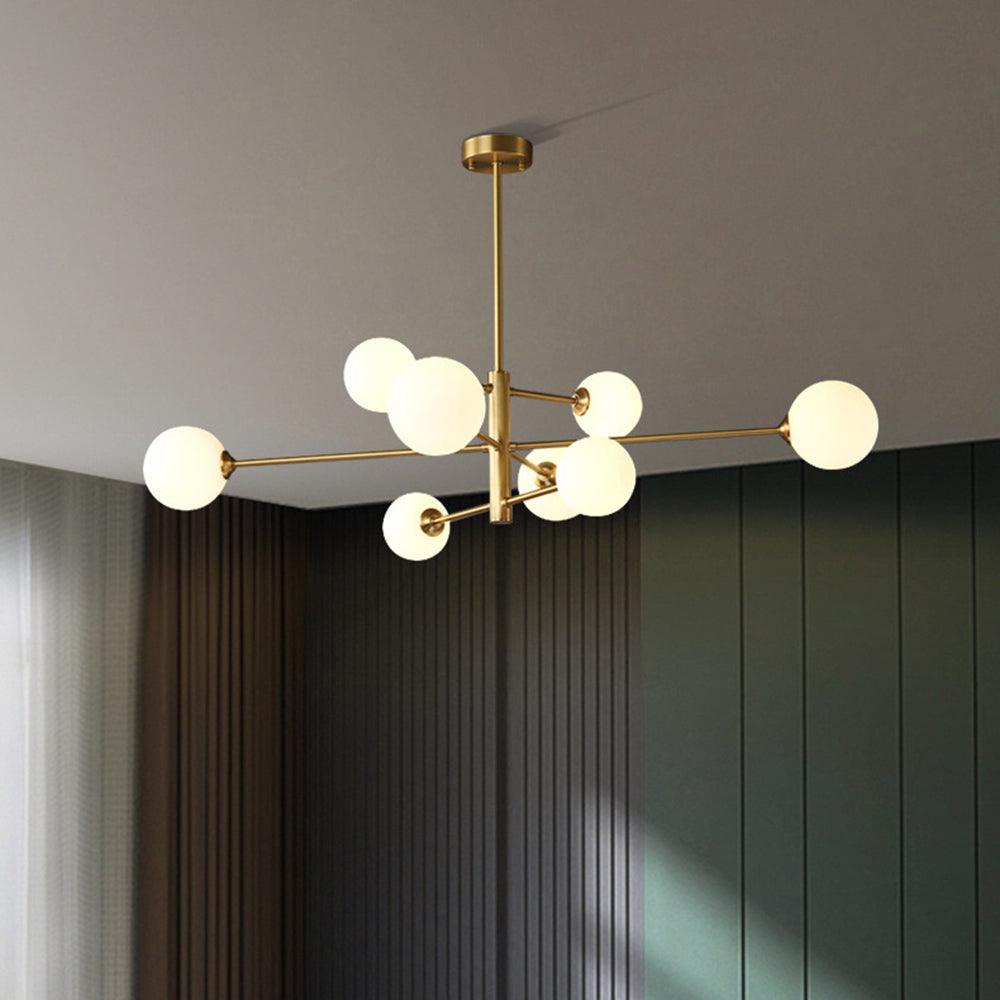 Valentina Lustre Bulle Moderne, Cuivre/Verre, Noir/Cuivre, Salon