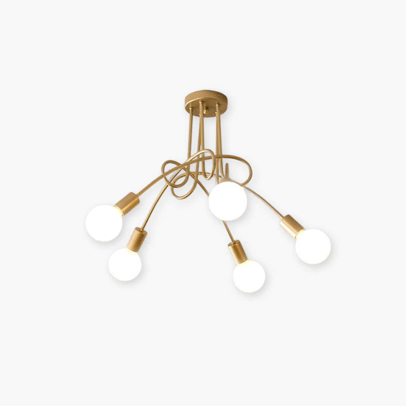 Valentina Lustre Linéaire/Bulle Moderne, Métal, Noir/Blanc/Or, Salon