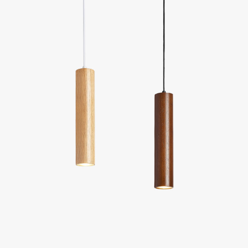 Muto Suspension Cylindre Moderne, Bois/Acrylique, Jaune/Brun, Salon