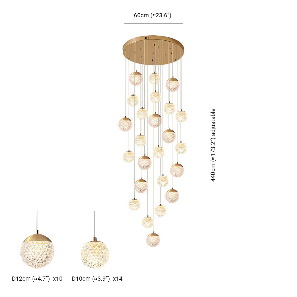 Arisha Luminaires Suspensions Multi/Bulle Moderne Métal/Acrylique Doré Chambre à Coucher