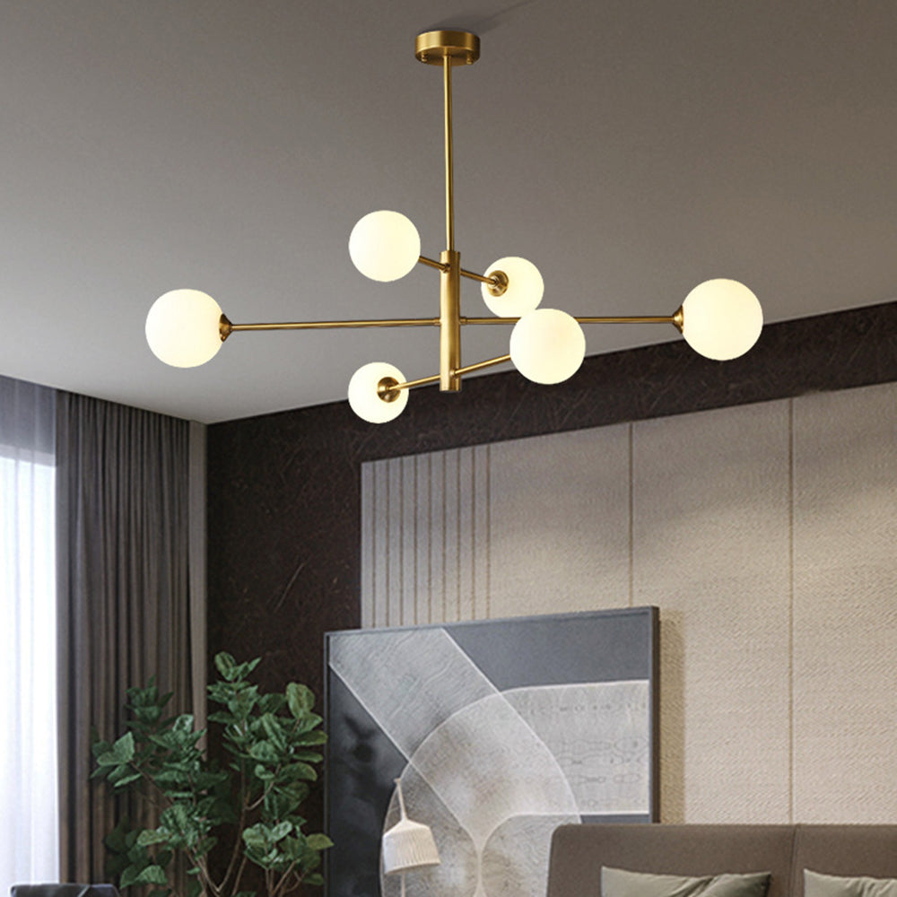 Valentina Lustre Bulle Moderne, Cuivre/Verre, Noir/Cuivre, Salon
