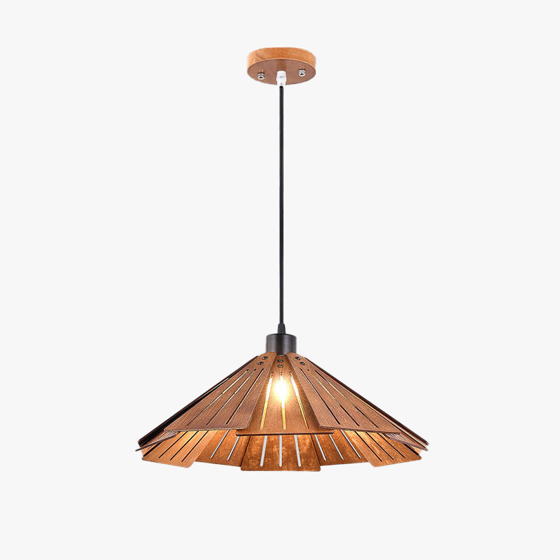 Muto Luminaires Suspension Rétro, Jaune/Brun, Métal & Bois