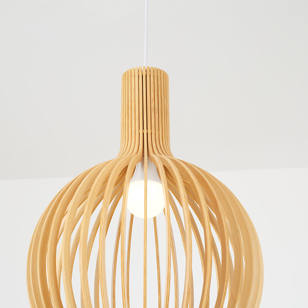 Muto Suspension Design en Bois Sculpté Naturel Salle à Manger
