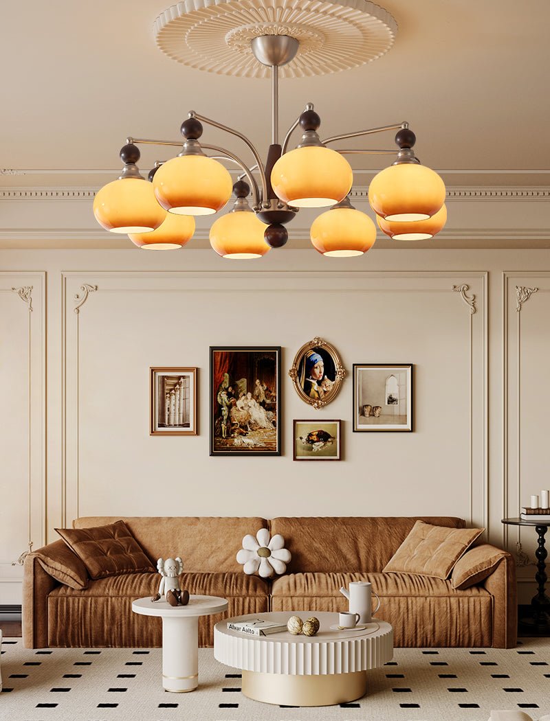 Serenade Moderne Artistique Luxe Verre Bois Lustre