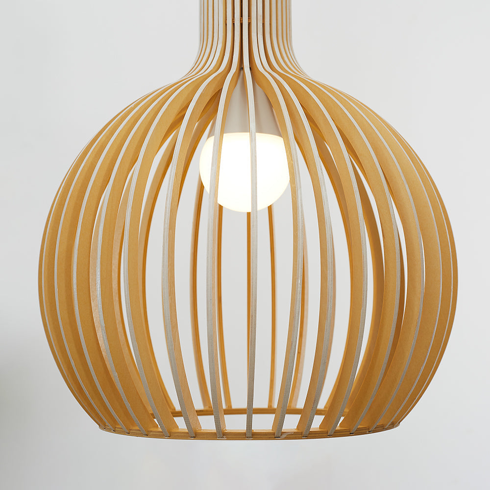 Muto Suspension Design en Bois Sculpté Naturel Salle à Manger
