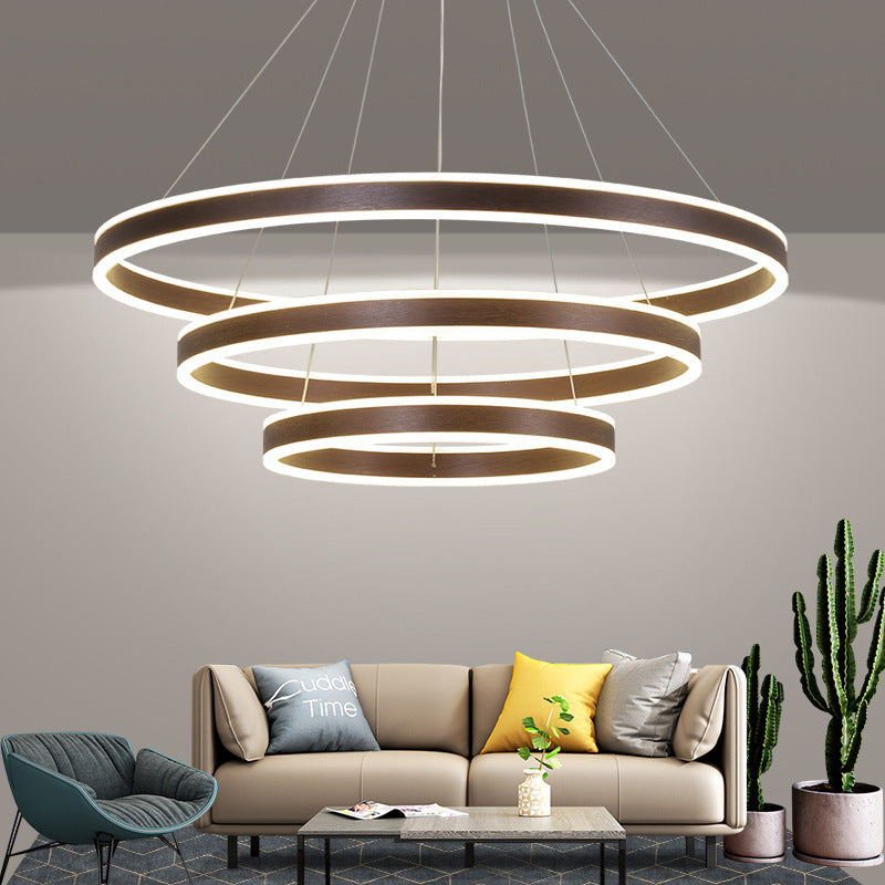Arisha Led Suspension Cercle Minimaliste, Acrylic/Metal, Brun, Chambre