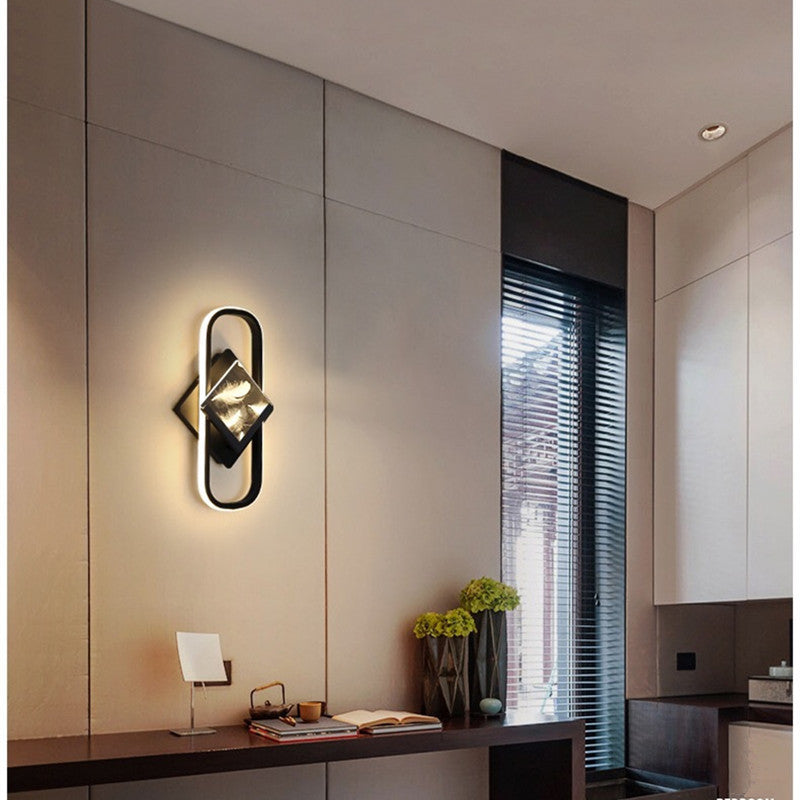 Ray Applique Murale Carrée de Luxe, Métal/Acrylique, Noir, Salon/Chambre à Coucher