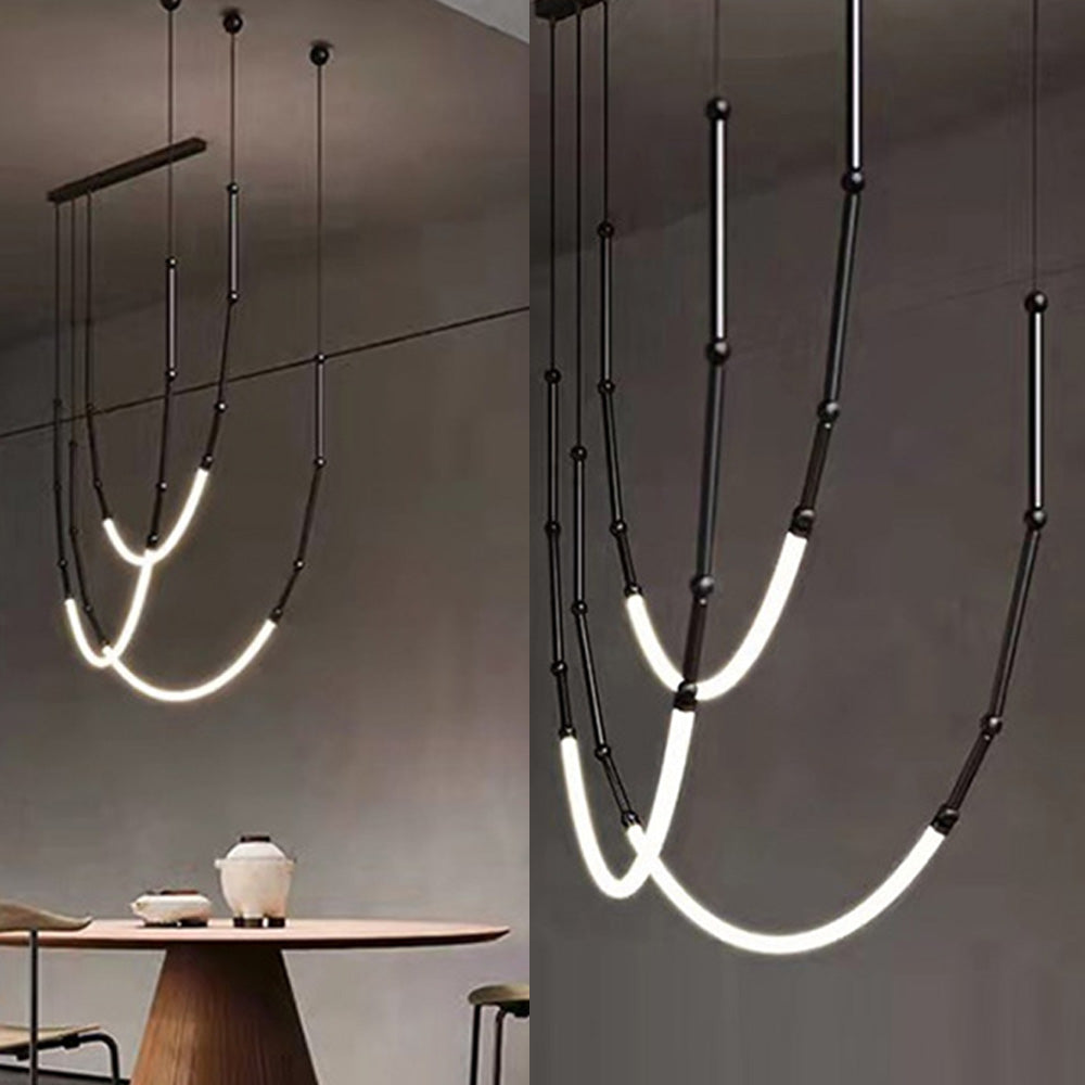 Ray Luminaires Suspensions de Manière Détournée Linéaire Silicium/Métal Noir/Blanc Salon/Chambre à Coucher