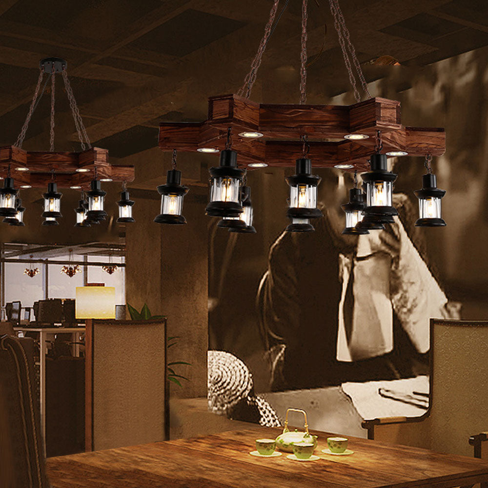 Epoch Suspension Polygone Géométrique, Metal/Bois, Marron, Salon