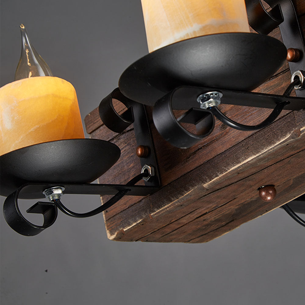 Epoch Suspension Sectangulaire Vintage, Metal/Bois, Marron, Salon