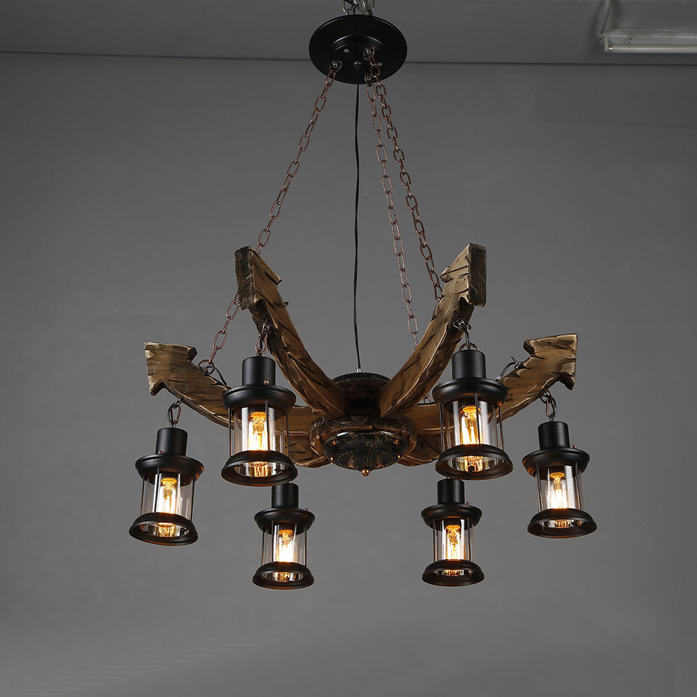 Epoch Lustre Flèche Vintage, Metal/Bois, Marron, Salon