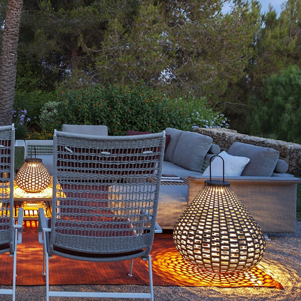 Ritta Vintage Petie LED Lampadaire Brun Métal/Tissu Extérieur