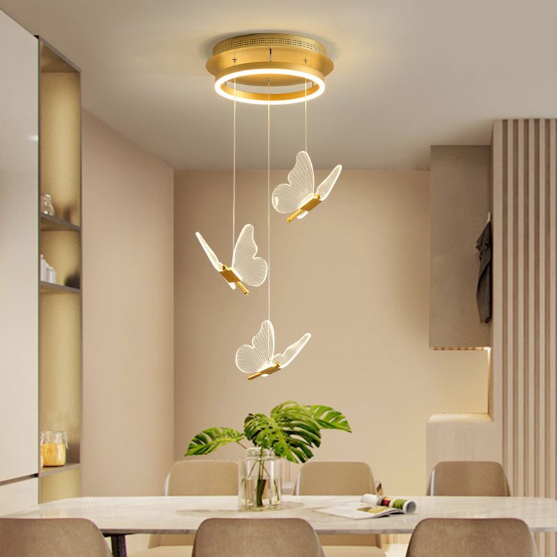 Olivia Moderne LED Suspension Doré Métal/Acrylique Salon Chambre à coucher