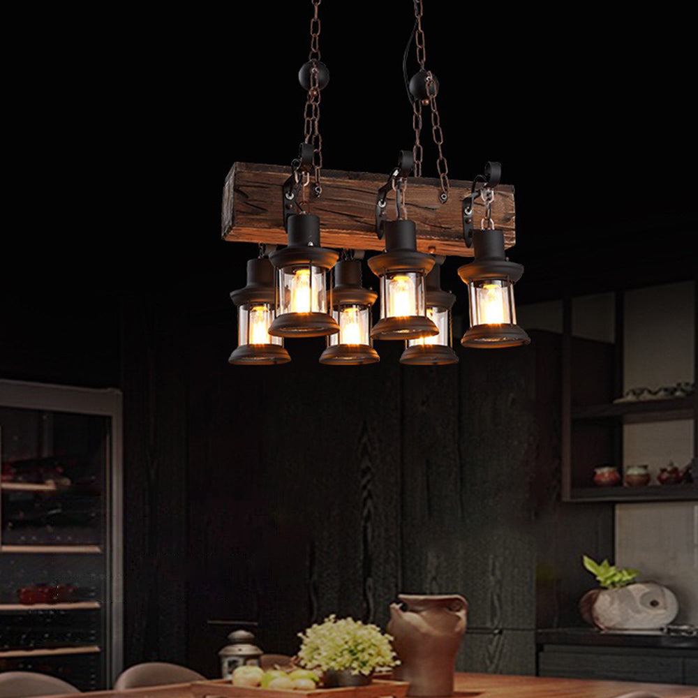 Epoch Suspension Rectangulaire Vintage, Metal/Bois, Marron, Chambre