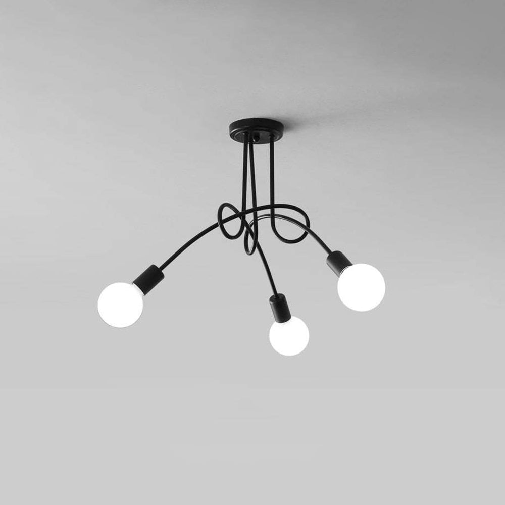 Valentina Lustre Linéaire/Bulle Moderne, Métal, Noir/Blanc/Or, Salon