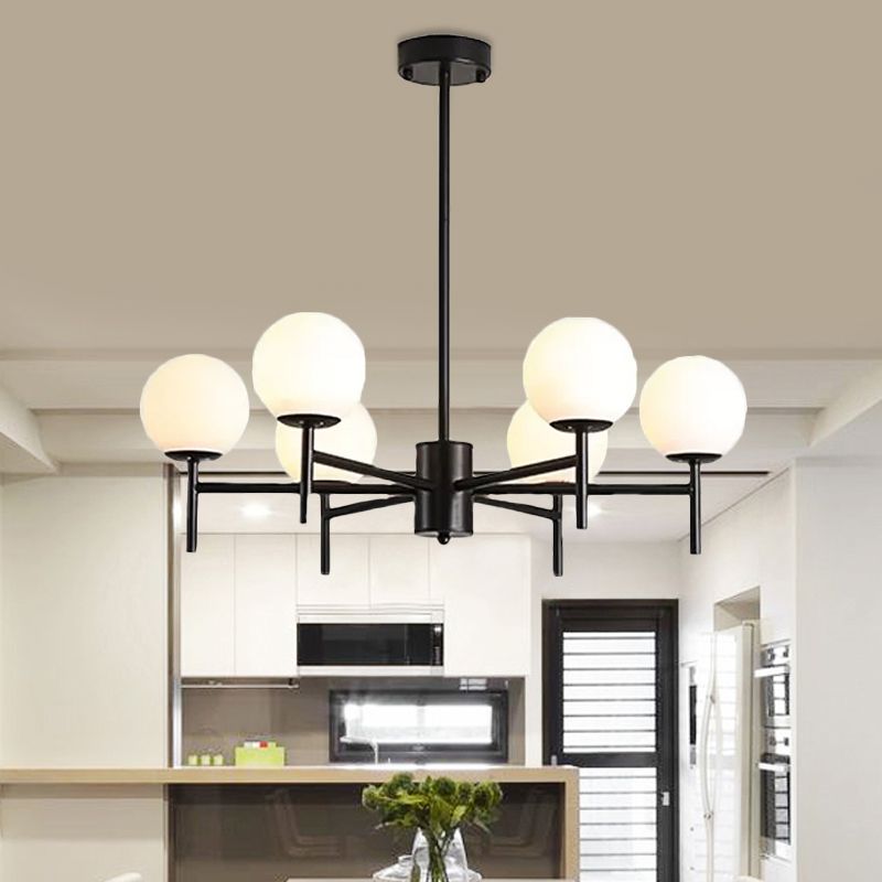 Valentina Bulle Moderne LED Lustre Noir/Doré Métal/Verre  Chambre à Coucher