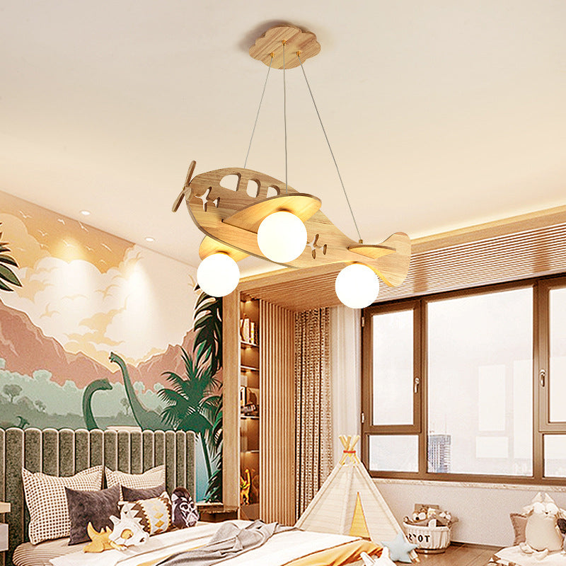 Aria Luminaires Suspension Avion Moderne, Bois, Chambre d'Enfant/Salon