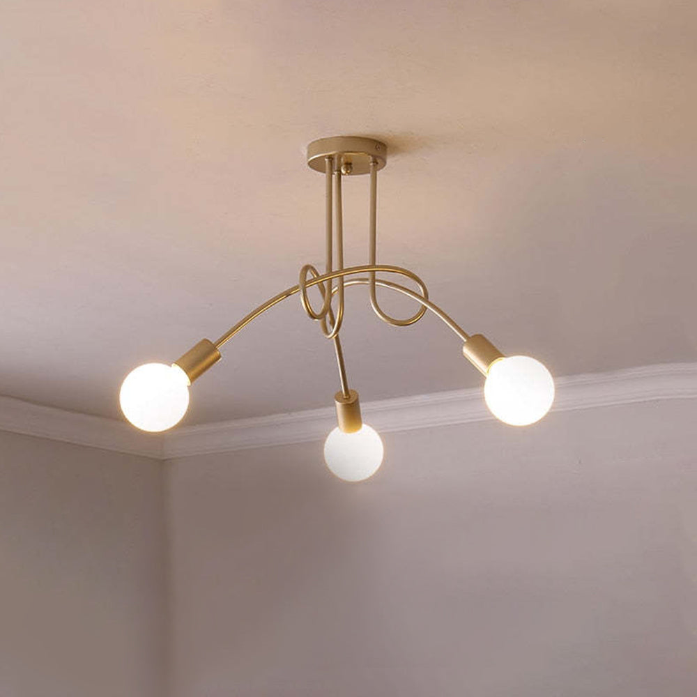 Valentina Lustre Linéaire/Bulle Moderne, Métal, Noir/Blanc/Or, Salon