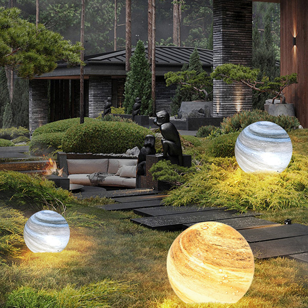 Ray Lampadaire Boule Moderne Bleu/Curry de Lait Jardin