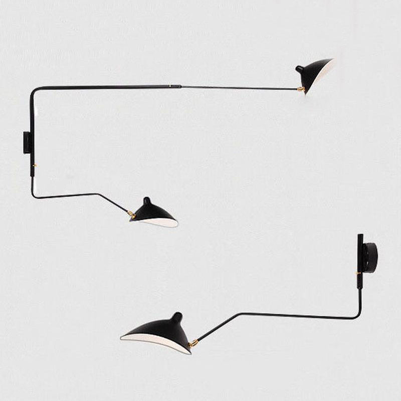Arisha Simple LED Applique Murale Linéaire Industrielle 1/2 Lumières Métal Noir Salon/Chambre à Coucher