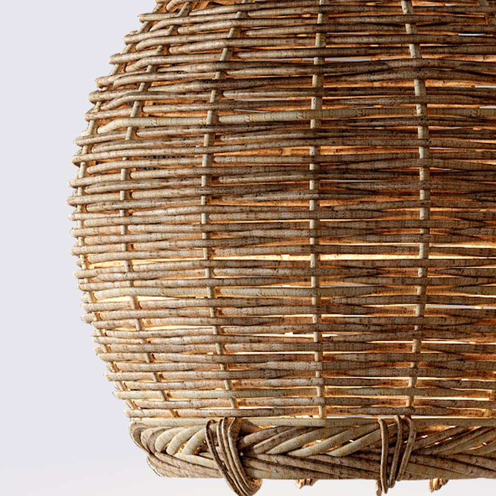 Ritta Suspension Luminaire LED Bois Rotin Salon/Salle à Manger